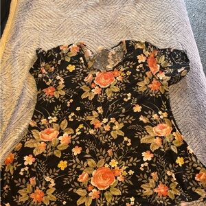 LuLaRoe Black Top with Orange Floral Design